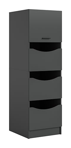 xonox.home – Wäscheschrank Free 50x195x62 cm in anthrazit Nachbildung – Hoher Schrank zur Wäscheaufbewahrung im Bad oder Hauswirtschaftsraum – Pflegeleichte Oberfläche & durchdachte Innenaufteilung von xonox.home