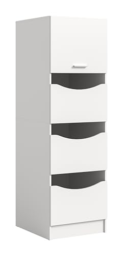 xonox.home – Wäscheschrank Free 50x195x62 cm in weiß Nachbildung – Hoher Schrank zur Wäscheaufbewahrung im Bad oder Hauswirtschaftsraum – Pflegeleichte Oberfläche & durchdachte Innenaufteilung von xonox.home