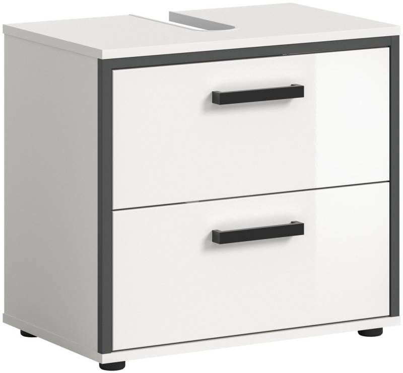 xonox.home Waschbeckenschrank Kojak in weiß hochglanz inkl. Schubkästen und Siphonausschnitt 60/55/37 cm von xonox.home