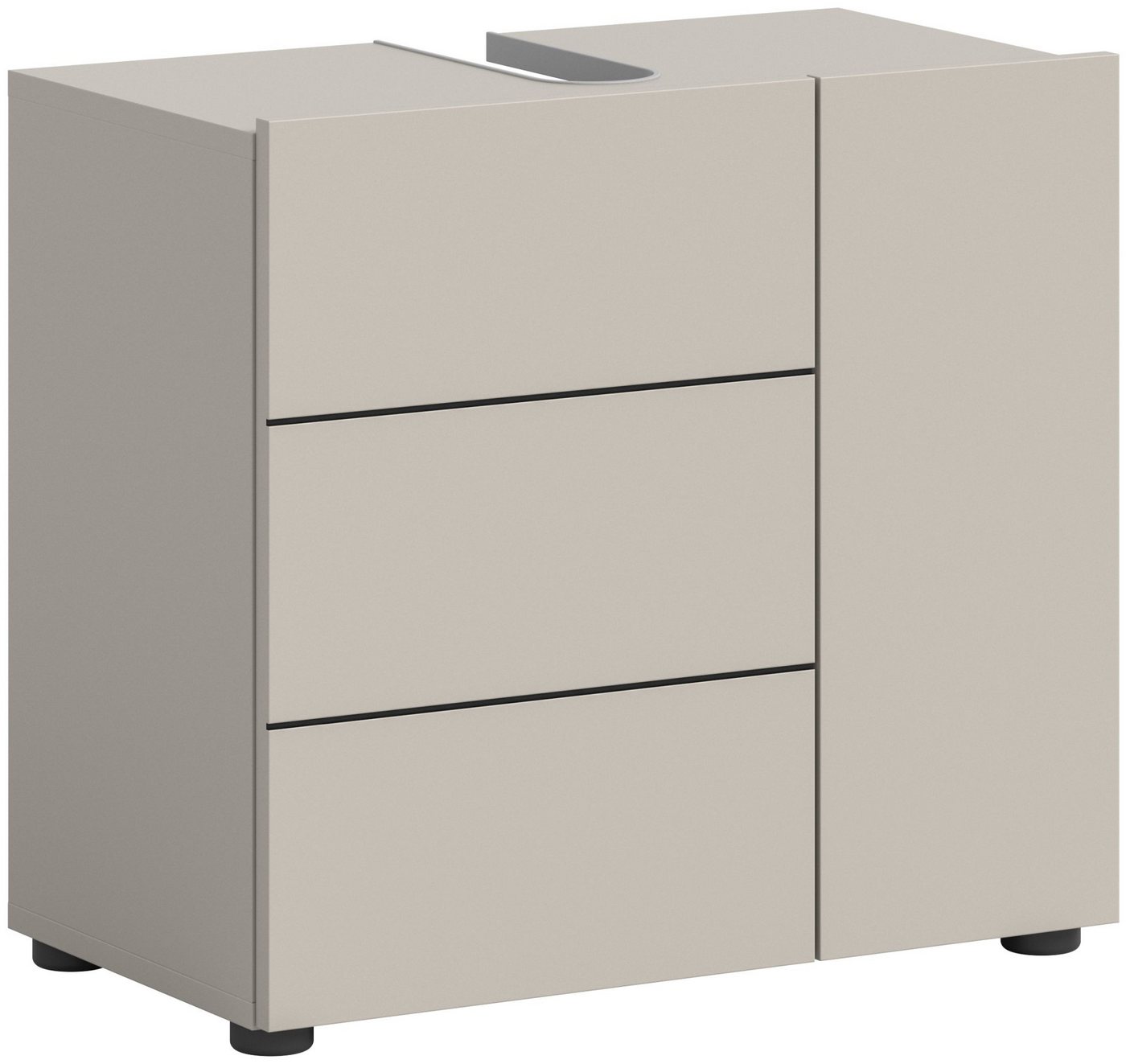 xonox.home Waschbeckenschrank Vira in Kaschmir Nachbildung und schwarz B/H/T: 60x56x34 cm von xonox.home