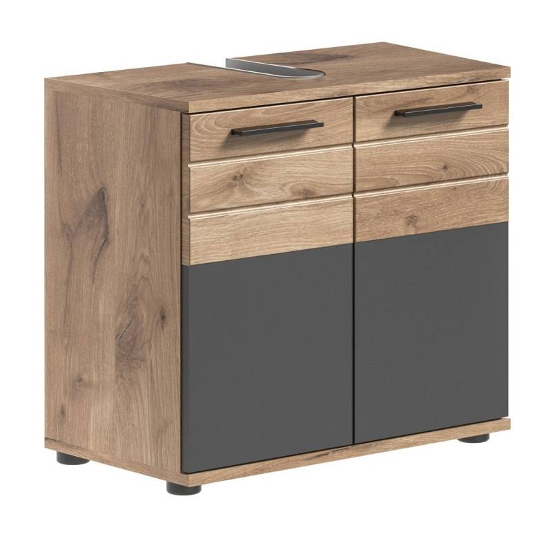 xonox.home Waschbeckenunterschrank MASON, Basalt Dekor, Nox Eiche Dekor, B 60 cm x H 56 cm, 2 Türen xonox.home Waschbeckenunterschrank MASON, Basalt Dekor, Nox Eiche Dekor, B 60 cm x H 56 cm, 2 Türen von xonox.home