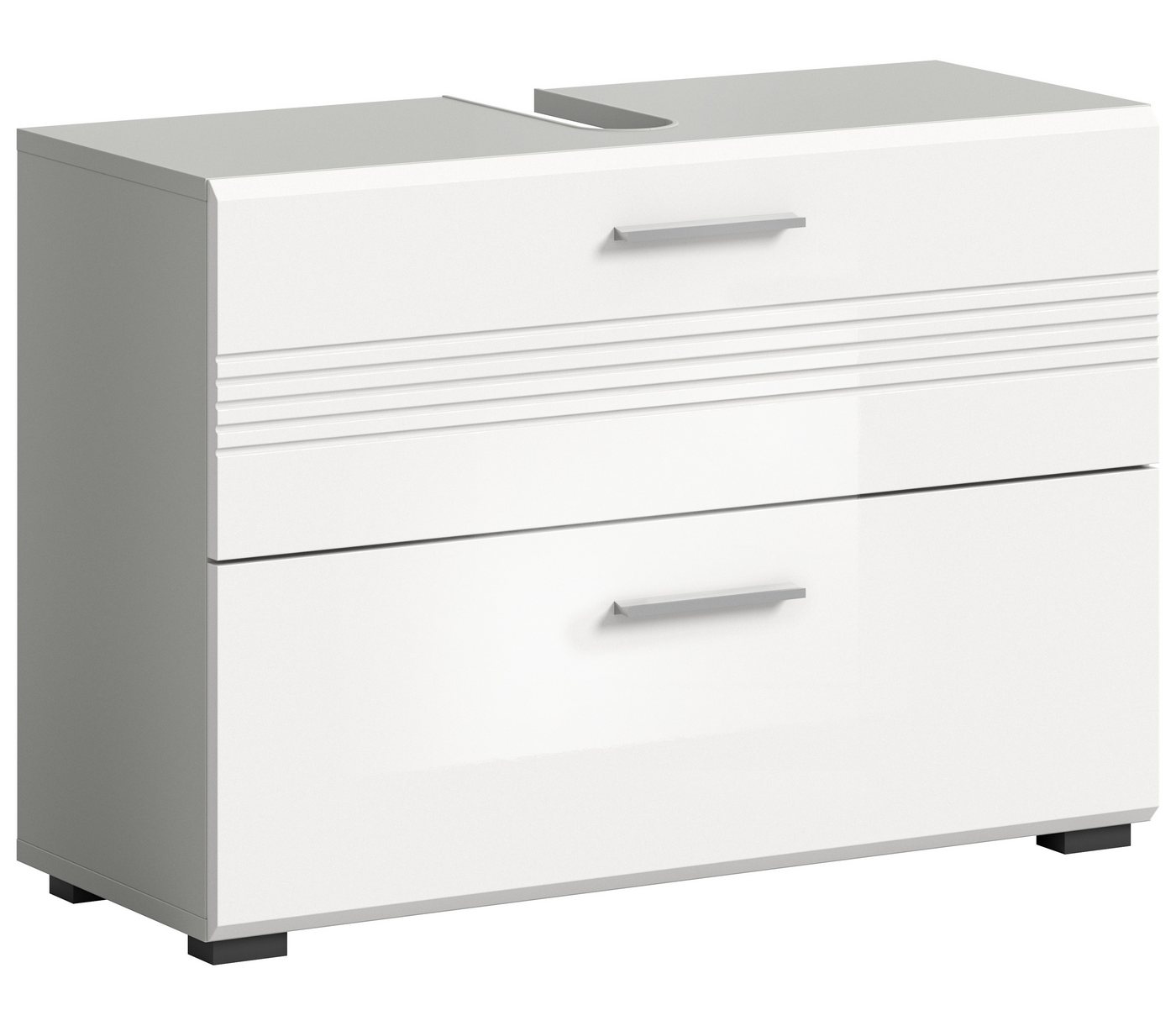 xonox.home Waschbeckenunterschrank Weiß Hochglanz Hellgrau Melamin Modern 80x56x32 cm xonox.home Waschbeckenunterschrank Weiß Hochglanz Hellgrau Melamin Modern 80x56x32 cm von xonox.home