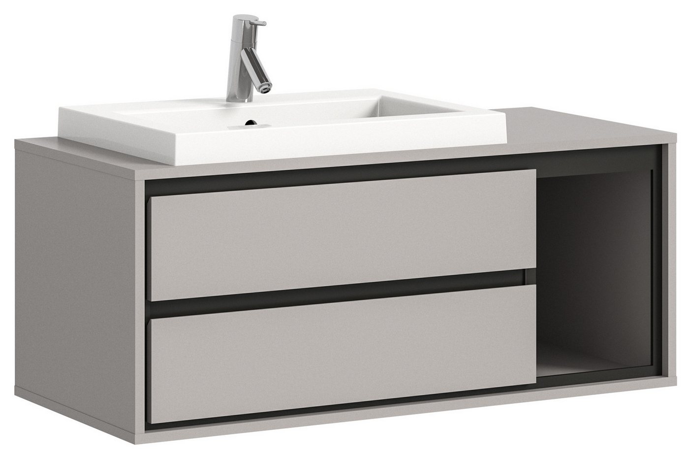 xonox.home Waschtisch-Set Jaru, Grau Melamin Modern 100x43x48 cm xonox.home Waschtisch-Set Jaru, Grau Melamin Modern 100x43x48 cm von xonox.home