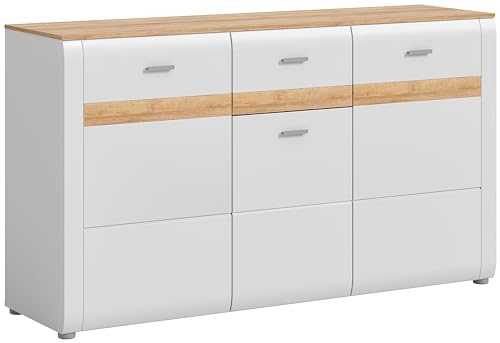xonox.home Wohnen Ashton X3WH2T03 Sideboard Kommode Schrank in AshGray matt Nb., Absetzung Eiche Rivera Nb., ca. 150x86x43 cm von xonox.home