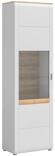 xonox.home Wohnen Ashton X3WH2T10 Vitrine Schrank Glas Vitrine in AshGray matt Nb., Absetzung Eiche Rivera Nb., ca.61x202x37 cm von xonox.home