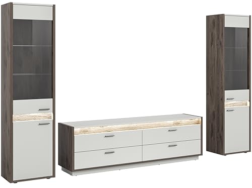 xonox.home Wohnen Falcona 3tlg.-Set Wohnkombination Möbel Set Front hellgrau Nb. Korpus Nox Oak dunkel Nb. xonox.home Wohnen Falcona 3tlg.-Set Wohnkombination Möbel Set Front hellgrau Nb. Korpus Nox Oak dunkel Nb. von xonox.home