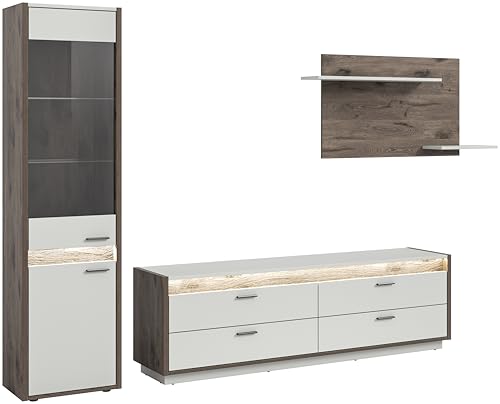 xonox.home Wohnen Falcona 3tlg.-Set Wohnkombination Möbel Set Front hellgrau Nb. Korpus Nox Oak dunkel Nb. xonox.home Wohnen Falcona 3tlg.-Set Wohnkombination Möbel Set Front hellgrau Nb. Korpus Nox Oak dunkel Nb. von xonox.home