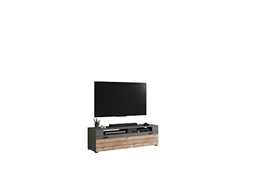 xonox.home Wohnzimmer Freno Lowboard Kommode TV-Bank TV-Schrank in grau Nb.Absetzung Nox Oak Nb.ca.140x43x40 cm von xonox.home