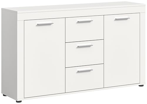 xonox.home Wohnzimmer Jam Sideboard Schrank Lowboard Wohnzimmerschrank Anrichte Stauraumschrank in weiß Melamin, ca.125x80x35 cm von xonox.home