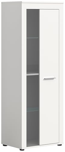 xonox.home Wohnzimmer Jam Vitrine Glasvitrine Dekoschrank Glas-Kommode Stauraumschrank in weiß Melamin, ca.60x159x35 cm von xonox.home