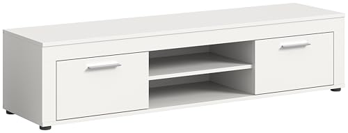 xonox.home Wohnzimmer Jam Lowboard TV-Board Wohnzimmerboard Medienmöbel TV-Bank TV-Schrank in weiß Melamin, ca.160x37x40 cm von xonox.home
