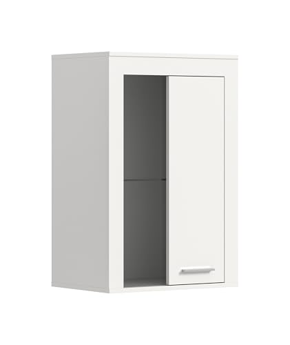 xonox.home Wohnzimmer Jam Vitrine Glasvitrine Dekoschrank Glas-Kommode Stauraumschrank Hängevitrine Standvitrine in weiß Melamin, ca.60x86x35 cm von xonox.home