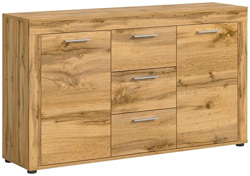 xonox.home Wohnzimmer Jam Sideboard Schrank Lowboard Wohnzimmerschrank Anrichte Stauraumschrank in Wotan Eiche Nb., ca.125x80x35 cm von xonox.home