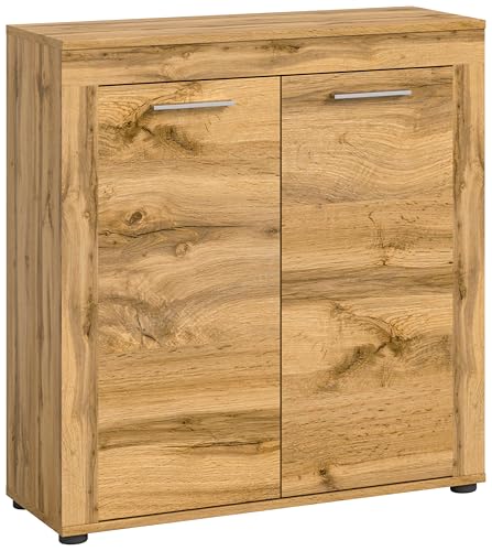 xonox.home Wohnzimmer Jam Highboard Hochkommode Wohnzimmerschrank Hochschrank Anrichte in Wotan Eiche Nb., ca.80x88x35 cm von xonox.home