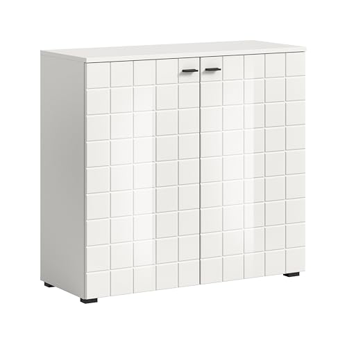 xonox.home Kommode Monte Kommode Schrank Sideboard Anrichte in Front weiß Hochglanz Tiefzieh Korpus weiß,ca. 92x86x37 cm von xonox.home