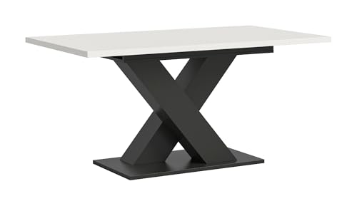xonox.home Wohnen Motion Esstisch Esszimmer Tisch in weiß Nb. X-Gestell in grau Nb. ca.150-190x76x90 cm von xonox.home