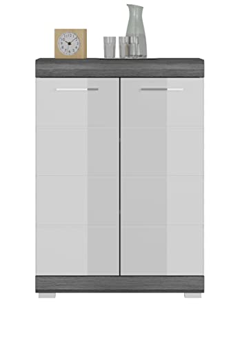 xonox.home - Kommode Scout 85x60x37 cm in Front weiß Hochglanz Korpus rauchsilber Nb - Sideboard Highboard Anrichte - modern, kompakt und funktional xonox.home - Kommode Scout 85x60x37 cm in Front weiß Hochglanz Korpus rauchsilber Nb - Sideboard Highboard Anrichte - modern, kompakt und funktional von xonox.home