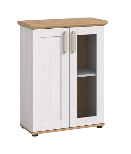 xonox.home Wohnzimmer Verona Vitrine Glasvitrine Vitrinenschrank Deko-Vitrine Stauraumvitrine in Sibiu Lärche Nb. Absetzung Artisan Eiche Nb., ca. 64x88x37 cm von xonox.home