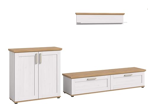 xonox.home Wohnzimmer Verona 3tlg. Set Wohnkombination Wohnwand Wohnzimmermöbel Wohnzimmerschrank Möbelkombination Wohnzimmerset in Sibiu Lärche Nb. Absetzung Artisan Eiche Nb. von xonox.home