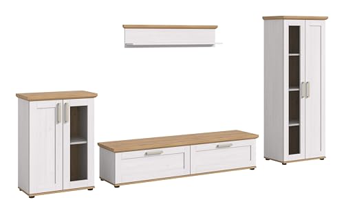 xonox.home Wohnzimmer Verona 4tlg. Set Wohnkombination Wohnwand Wohnzimmermöbel Wohnzimmerschrank Möbelkombination Wohnzimmerset in Sibiu Lärche Nb. Absetzung Artisan Eiche Nb. von xonox.home