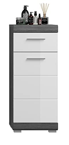 xonox.home X06B2701, Holzwerkstoff, Front: Weiß Hochglanz Tiefziehfronten, Korpus: Rauchsilber Nachbildung, Absetzung Rauchsilber Nachbildung, 37 x 88 x 31 cm von xonox.home