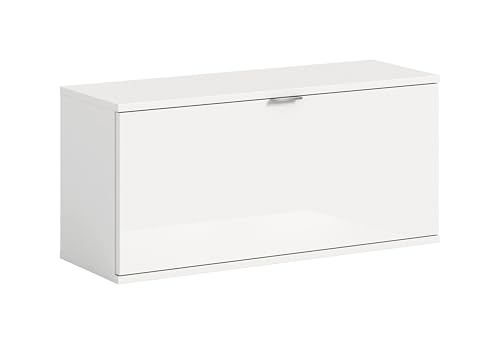 xonox.home Systemmöbel Projekt X Sitzbank Bank Garderobenbank Flurbank Truhe in Front weiß Hochglanz Korpus weiß, ca. 92x42x37 cm von xonox.home