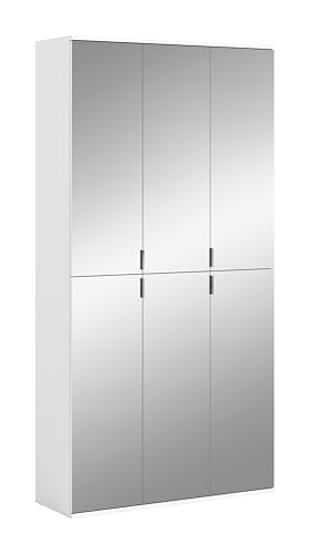 xonox.home Systemmöbel Projekt X 2tlg. Kombination Garderobe Ankleidezimmer Schranklösung Büro Ordnungssystem in Front Spiegel Korpus weiß Nb.,ca. 91x73x34 cm von xonox.home