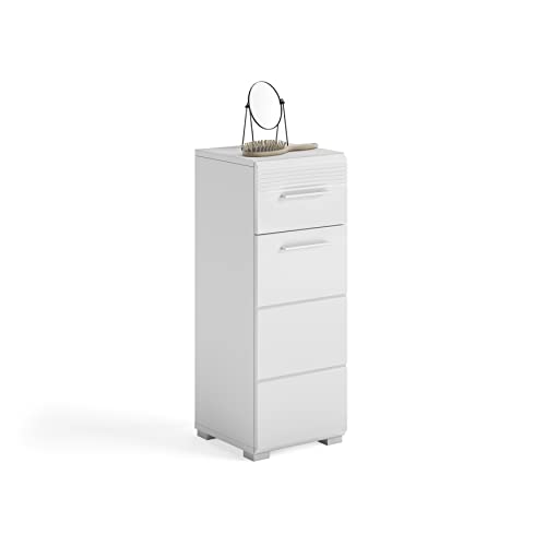 xonox.home Badezimmer Linus Kommode Schrank Standschrank schmaler Badezimmerschrank Badschrank schmal in weiß Hochglanz, ca.30x79x31 cm von xonox.home
