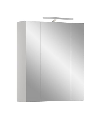 xonox.home X18A9725 Linus Spiegelschrank Bad 60 cm breit, Badschrank, Hängeschrank 60 x 70 x 18 cm inkl. Beleuchtung von xonox.home