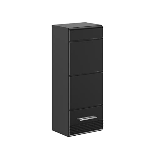 xonox.home Badezimmer Linus Hängeschrank Schrank Badezimmerschrank hängend Wandschrank Hängeschrank Bad in schwarz Hochglanz, ca.30x77x23cm von xonox.home