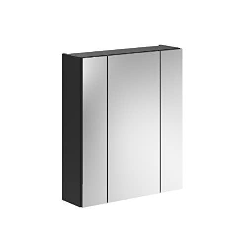 xonox.home - Spiegelschrank Linus 60x70x18 cm in Front Spiegelfläche Korpus schwarz - Badezimmer Badspiegelschrank Spiegelschränke fürs Bad - modern, praktisch und funktional von xonox.home
