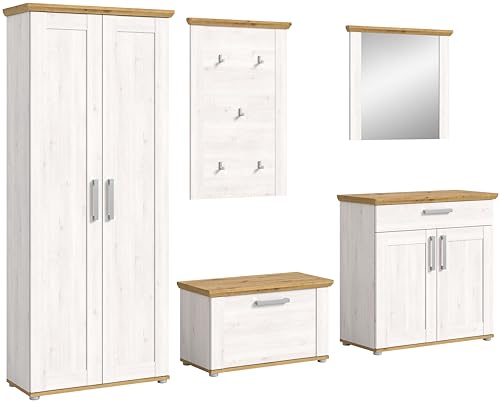 xonox.home Garderobe Verona 5tlg. Set Garderobenkombination Garderobenschrank Garderobenmöbel Flurmöbel-Set Flursystem Stauraumlösung in Sibiu Lärche Nb. Absetzung Artisan Eiche Nb. von xonox.home