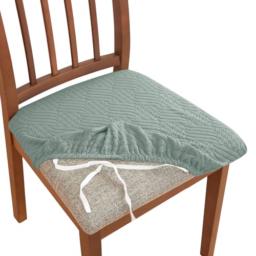 xotoa Jacquard Stuhlhussen 2er Set, Stretch Esszimmerstuhlbezug, Waschbarer und Abnehmbarer Sitzkissenbezug for Hochzeit/Outdoor(Green,Medium 2PC) von xotoa