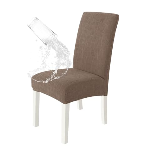 xotoa Moderner, Schlichter Stuhlbezug mit Karomuster, elastisch, vollständiger Bezug, einteiliges Design, Schutzhülle for Esszimmerstühle zu Hause(Lightbrown,6pcs) von xotoa