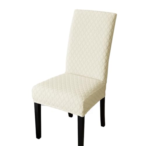 xotoa Moderner Stuhlbezug mit einfachem geometrischem Muster, Jacquard-Diamant, Bezug for Hocker mit hoher Rückenlehne(Beige,4pcs) von xotoa