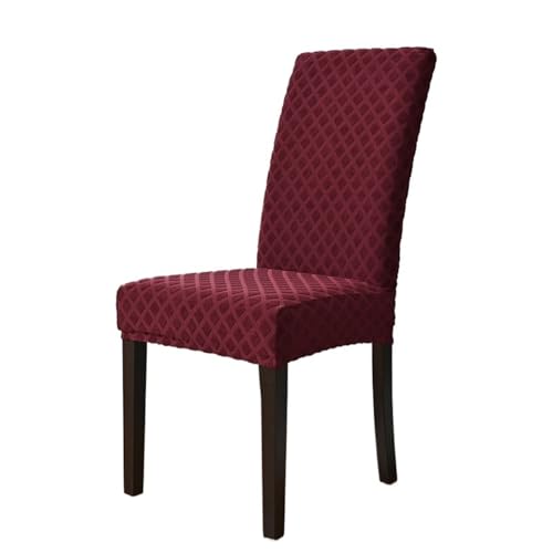 xotoa Moderner Stuhlbezug mit einfachem geometrischem Muster, Jacquard-Diamant, Bezug for Hocker mit hoher Rückenlehne(WineRed,4pcs) von xotoa