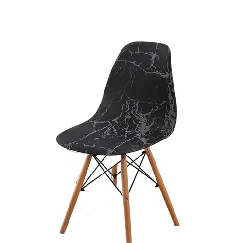 xotoa Schlichter, moderner Stuhlbezug for Esszimmerstühle, Stretch-Stuhlbezug, oval, universelles Design, Polyesterfaser-Mischgewebe(BlackMarble,6 PCS) von xotoa