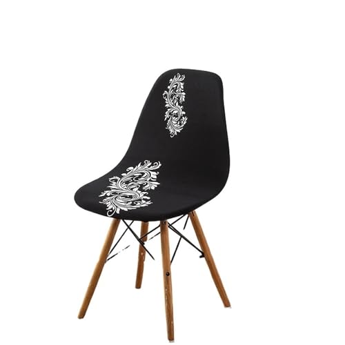 xotoa Schlichter, moderner Stuhlbezug for Esszimmerstühle, Stretch-Stuhlbezug, oval, universelles Design, Polyesterfaser-Mischgewebe(BlackandWhiteWings,2 PCS) von xotoa