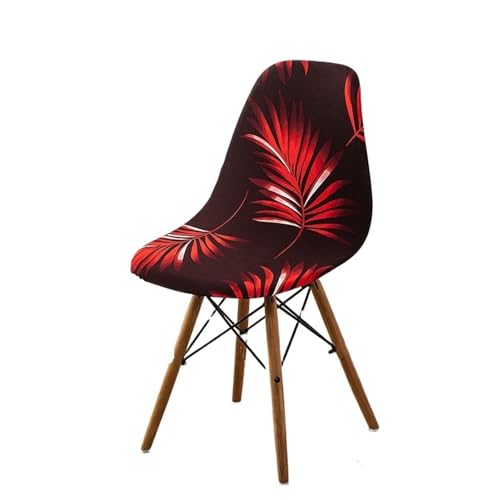 xotoa Schlichter, moderner Stuhlbezug for Esszimmerstühle, Stretch-Stuhlbezug, oval, universelles Design, Polyesterfaser-Mischgewebe(Redleaves,4PCS) von xotoa