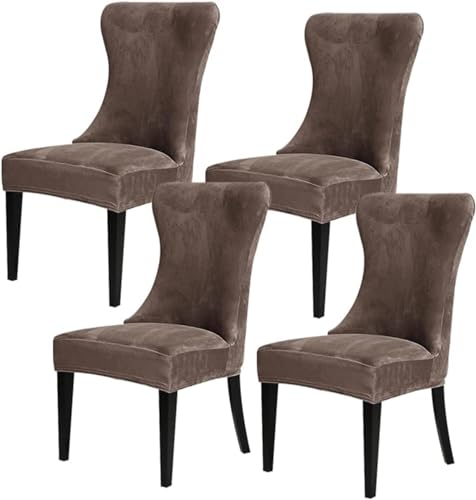 xotoa Schlichter Esszimmerstuhlbezug aus Samt(Taupe,4) von xotoa