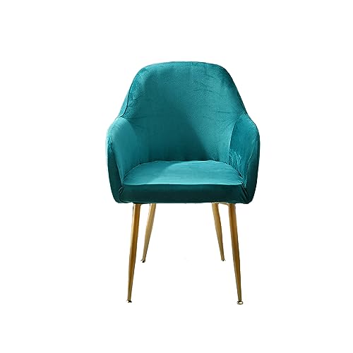 xotoa Stuhlhussen aus Samt mit gebogener Rückenlehne (2er-Set), Esszimmerstuhlhussen ohne Armlehnen, rutschfeste elastische Unterseite, maschinenwaschbar(Blue) von xotoa