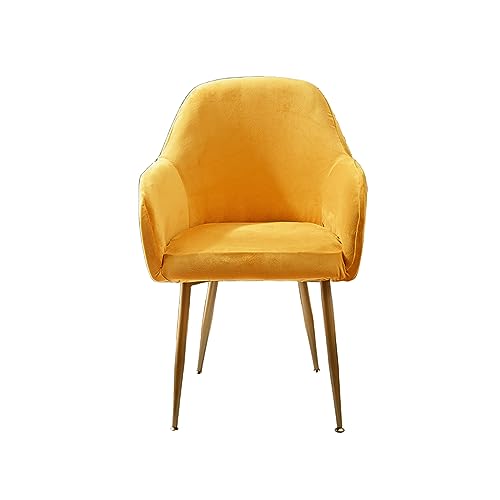 xotoa Stuhlhussen aus Samt mit gebogener Rückenlehne (2er-Set), Esszimmerstuhlhussen ohne Armlehnen, rutschfeste elastische Unterseite, maschinenwaschbar(Yellow) von xotoa