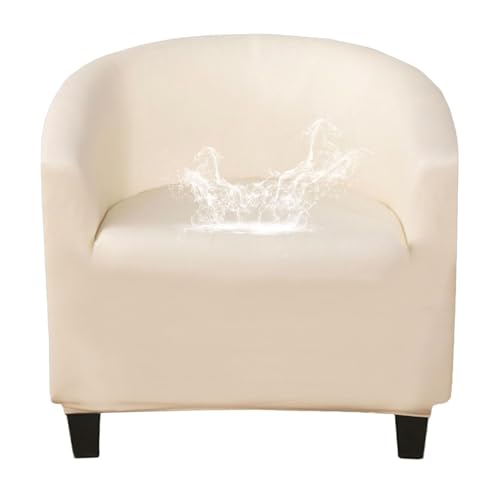 xotoa Wasserdichter Clubsesselbezug aus Kunstleder, Fassstuhlbezug mit elastischer Unterseite, Rutschfester Sesselbezug(Beige) von xotoa
