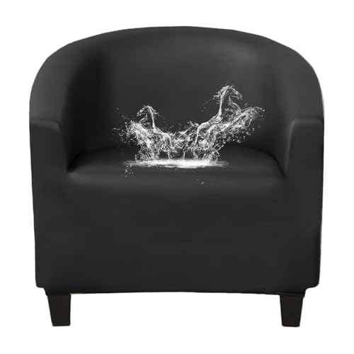 xotoa Wasserdichter Clubsesselbezug aus Kunstleder, Fassstuhlbezug mit elastischer Unterseite, Rutschfester Sesselbezug(Black) von xotoa