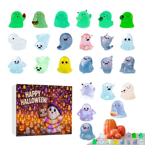 2025 Halloween Geist Adventskalender, 24-Tage Grusel Halloween Countdown Kalender Mit 24 Harz Leuchtendem Geisterfiguren, Geisterkalender Für Kinder, Jugendliche, Junge, Mädchen 2025 Halloween Geist Adventskalender, 24-Tage Grusel Halloween Countdown Kalender Mit 24 Harz Leuchtendem Geisterfiguren, Geisterkalender Für Kinder, Jugendliche, Junge, Mädchen von xowwyue