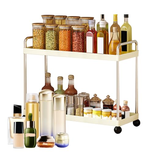 xowwyue Badezimmer Vanity Organizer | 2-Etagen Kosmetikregal,Dekoratives Aufbewahrungsregal Für Küche Schreibtisch Schminktisch Kaffeebar Vorratsschrank von xowwyue