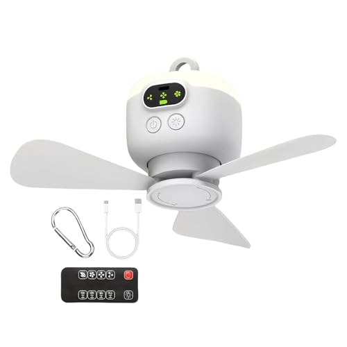 xowwyue Batteriebetriebener Deckenventilator,Camping-Ventilator mit drahtloser Fernbedienung | Luftgebläse Mit Aufhängehaken Für Luftzirkulation In Camping Werkstatt Schlafzimmer Garage Terrasse von xowwyue