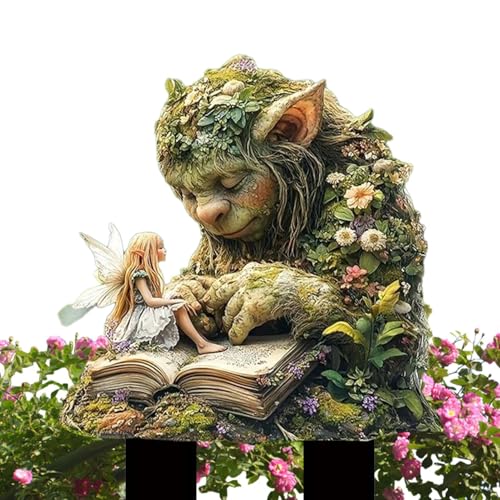xowwyue Fee Statue Gartendeko Ornament 2D Acryl Miniatur Feens Figuren Blumentopf Pfähle, Gartenstecker Für Rasen, Terrasse, Garten von xowwyue