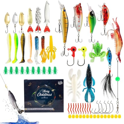 xowwyue Fishing Countdown Kalender - 24 Tage Angelköder Set - Realistisches Köder-Set für Süß- und Salzwasser Angler Erwachsene Jugendliche xowwyue Fishing Countdown Kalender - 24 Tage Angelköder Set - Realistisches Köder-Set für Süß- und Salzwasser Angler Erwachsene Jugendliche von xowwyue