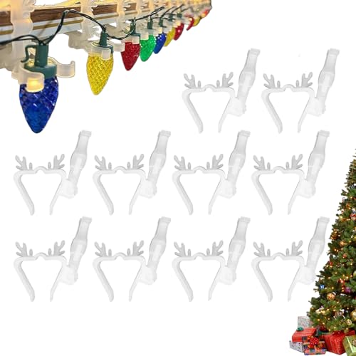 xowwyue Gutter Light Clips,10 Stücke Weihnachtsbeleuchtung Clips In Rentier-Form Für Lichterketten | Robuste Lichtcliphalterung Für Dachziegel Terrasse Haus Fassade Dekoration Baum Vordach von xowwyue
